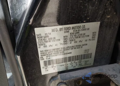 2014 Ford F-250 Xlt из США, поврежденный, VIN 1FT7W2BTXEEB50496